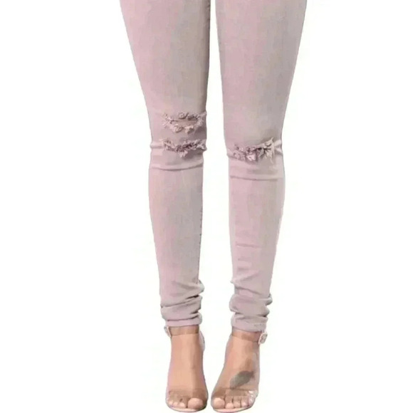 Fashion Nova High Waisted Pink Wash Skinny Jeans Stretchy Sexy Denim Size 9 - Picture 8 of 12